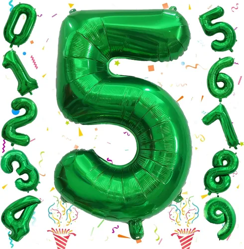 Vista 96 de Globos de Sirena Número 0 de 40 Pulgadas, Juego de Globos de Números Grandes Morado Verde Azulado Arcoíris 0-9, Globos de Números de Papel