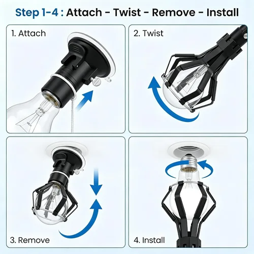 Vista 7 de Professional Light Bulb Changer Kit-3 Piece Set-Extension Pole