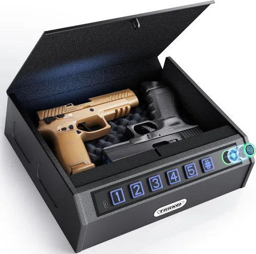 Vista 10 de Caja fuerte biométrica para pistola, se adapta a 2 pistolas de tamaño Negro