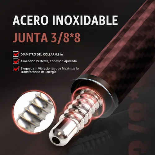 Vista 7 de Taco de piscina de fibra de carbono, palos de piscina profesionales de baja desviación para adultos, taco de billar con eje de carbono premium