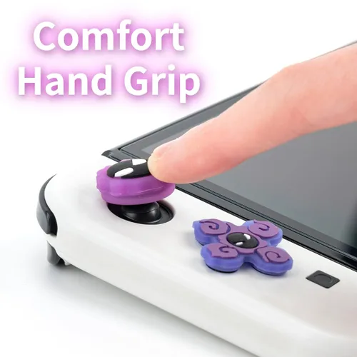 Vista 5 de Jusy Cross D-Pad - Juego de tapas de botón para pulgar, compatible con Nintendo SwitchOLED, Cool Luminous 3D Soft Silicone ABXY Botones Adhesivos