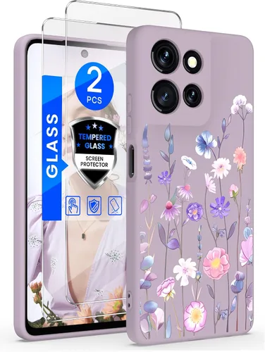 Vista 12 de Yucenx Funda para Motorola Moto G 5G 2024 de 6.6 pulgadas, funda de silicona líquida floral para niñas y mujeres, a prueba de golpes, antiarañazos