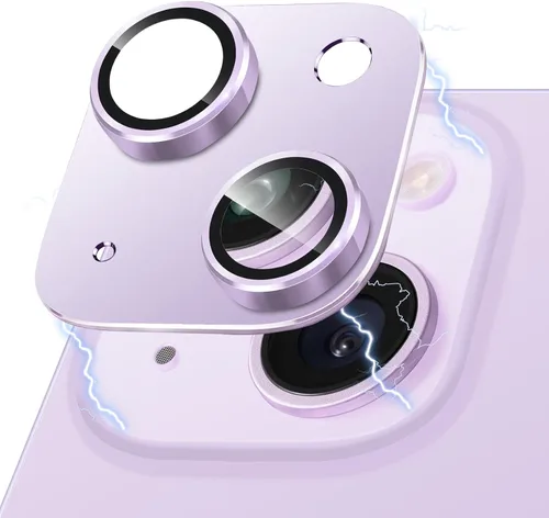 Vista 131 de Protector de Lente de Cámara para iPhone 14 / iPhone 14 Plus Película de Cubierta de Cámara de Metal, Vidrio Templado 9H, Antiarañazos, Compatible