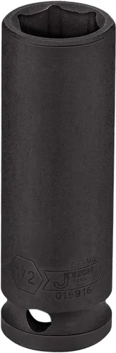 Vista 2 de Jetech Enchufe de impacto profundo de 3/8 de pulgada de 1/2 pulgada, acero de aleación de molibdeno cromado tratado térmicamente, diseño de 6