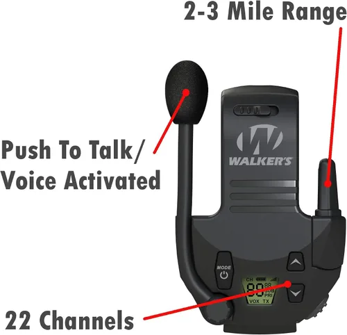 Vista 3 de Walker's Paquete de comunicación manos libres Razor Walkie Talkie