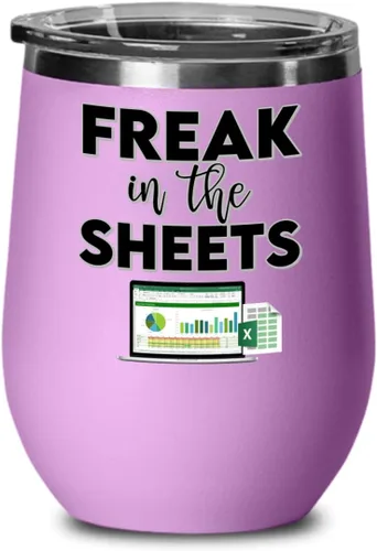 Vista 7 de Freak In The Sheets Excel Wine Tumbler for Accountant CPA Accounting Thank You Appreciation Ideas for Boss Coworker Office Humor 12 oz Powder Coated