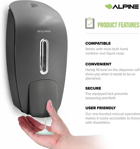 Vista 8 de Alpine Industries - Dispensador manual de jabón para pared, dispensador de jabón comercial montado en la pared para jabón líquido y desinfectante