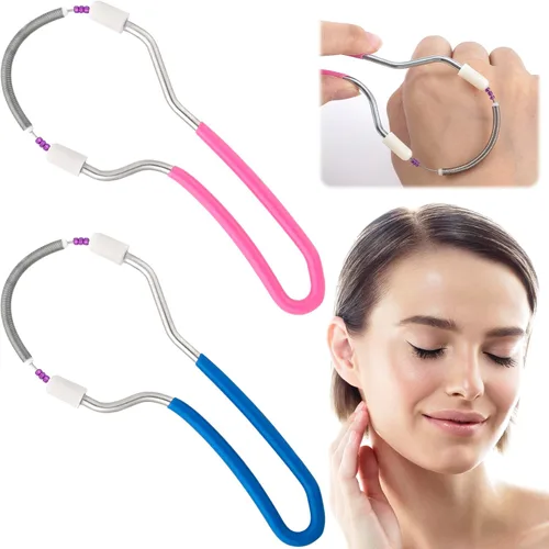 Vista 9 de 2pcs removedor de vello facial manual, depiladora de resorte de acero inoxidable portátil, removedor de vello facial suave para mujeres hombres