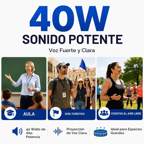 Vista 4 de SV - Amplificador de voz portátil de 40 W con micrófono, micrófono de mano y auriculares con cable incluido para profesores, instructores, guías