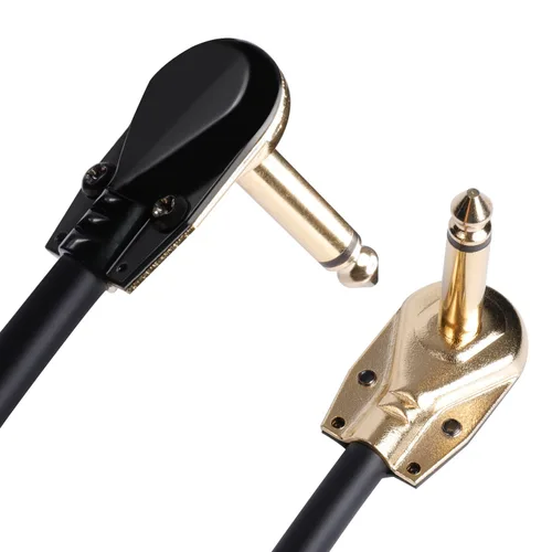 Vista 2 de Donner, cable profesionales para pedales e instrumentos, para guitarra, bajo y pedales de efecto, 1/4 in. Cables para pedalboard, ángulo recto, 15 cm