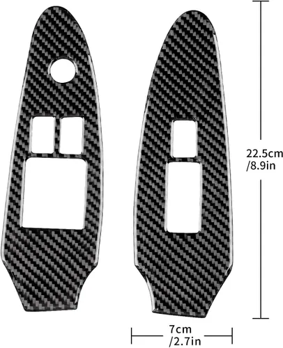 Vista 2 de Fibra de carbono compatible con accesorios Nissan, calcomanía para panel de botón de interruptor de elevación de ventana de automóvil para Nissan