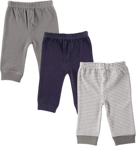 Vista 12 de Luvable Friends Pantalones de algodón para bebé niño Rayas negras paquete de 4