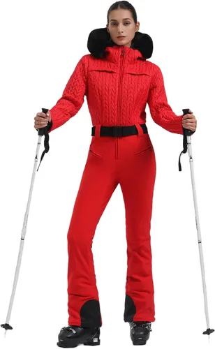 Vista 47 de GSOU SNOW Traje de esquí para mujer, traje de nieve delgado de una pieza, chaqueta de nieve, impermeable, resistente al viento, deportes al aire