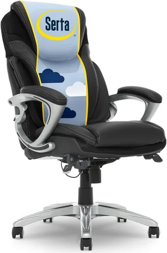 Vista 16 de Serta AIR Health and Wellness - Silla de oficina ejecutiva, respaldo alto, ergonómica grande y alta para soporte de madera, giratoria, piel Blanco