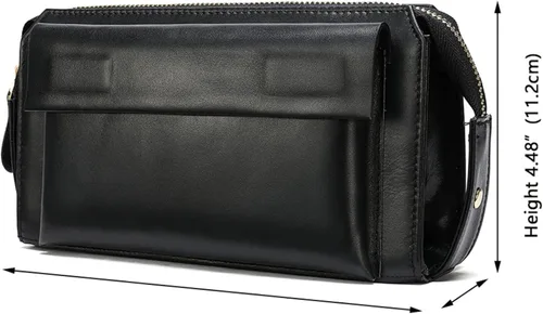 Vista 2 de WYFDP - Cartera larga de cuero para hombre, grande, portátil, tarjetero