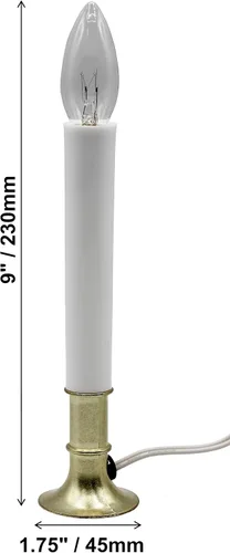 Vista 6 de Creative Hobbies® Lámpara de vela eléctrica para ventana con base chapada en latón, interruptor de encendido/apagado, bombilla, listo para usar (LED)