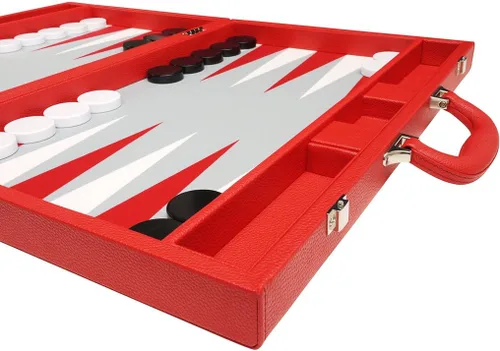 Vista 4 de Juego de Backgammon Premium de 19 pulgadas - Tamaño Grande - Red Board