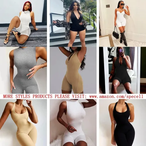 Vista 3 de Specell Sexy Rompers,Club Outfits Women,Sexy Outfit for Women Party Club Night,Jumpsuit Shorts,One Piece Outfit Women