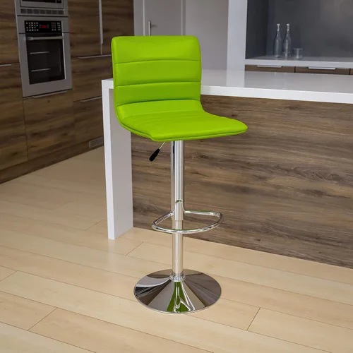Vista 17 de Flash Funiture silla de bar ajustable con base cromada, Vinilo, Gris