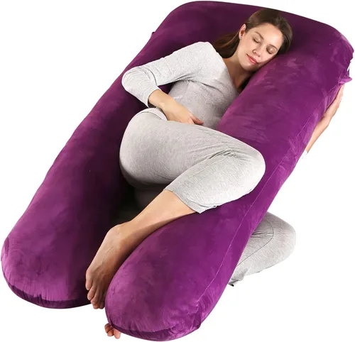 Vista 14 de Amagoing - Almohada de embarazo refrescante para dormir, almohada de maternidad en forma de U de cuerpo completo para mujeres con dolor de cadera