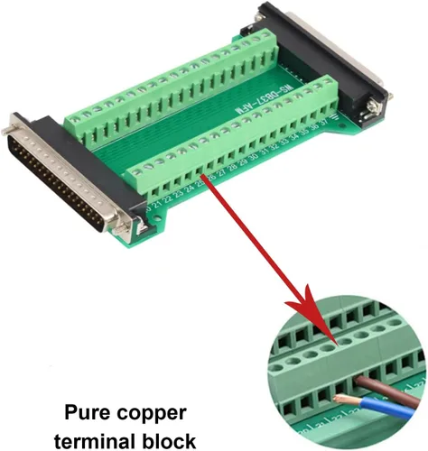 Vista 4 de 2 unids DB37 macho a hembra Terminal Breakout Board, RS232 D-SUB Serial a 37 Pin en una placa de ruptura Puerto sin soldadura Bloque de terminales
