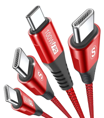 Vista 10 de sweguard Cable USB C a USB C de 100 W [3.3 pies, paquete de 2] Cable de Azul