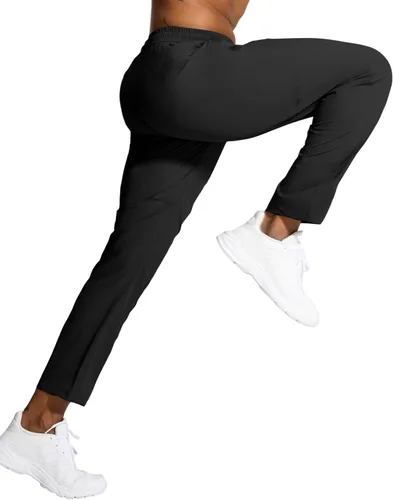 Vista 5 de Pantalones de senderismo ligeros para hombre, de secado rápido, pantalones deportivos de pesca, correr, entrenamiento, 3 bolsillos con cremallera