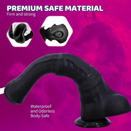 Vista 4 de Consoladro grueso de caballo, consolador animal negro enorme de 15 pulgadas, consolador anal largo con ventosa para parejas de hombres y mujeres