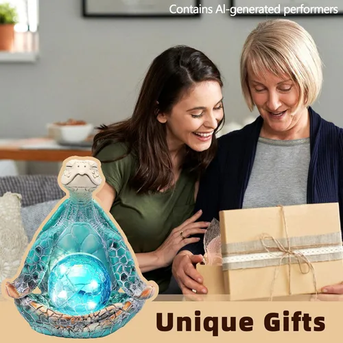 Vista 6 de Decoración solar de jardín de 6.3 pies, regalos de tortugas marinas para mujer Resin Yoga Sea Turtle Statue Coastal Decor for Outdoor Waterproof