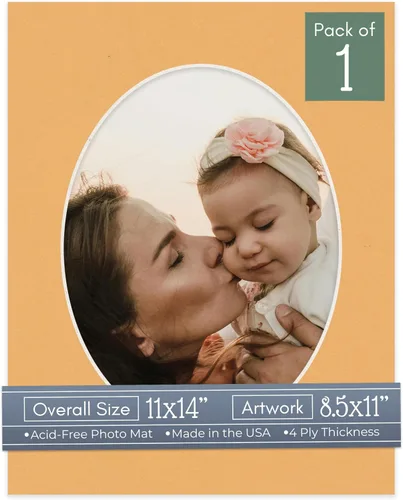 Vista 47 de CountryArtHouse Marco de fotos ovalado de 11 x 14 pulgadas de color marrón roble envejecido sin ácidos con corte biselado de núcleo blanco