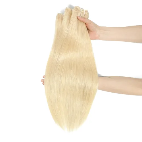 Vista 5 de 613 paquetes de cabello humano de 10 pulgadas, grado 12A, 100% sin procesar, rubio virgen brasileño 613, extensiones de cabello humano para mujeres