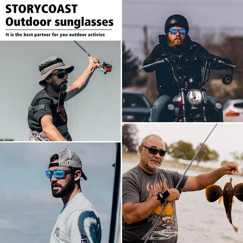 Vista 6 de STORYCOAST Gafas de sol deportivas polarizadas para hombres y mujeres marco irrompible ciclismo pesca conducción
