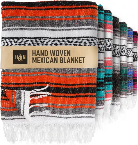 Vista 9 de Hydration Nation Auténtica manta mexicana extra grande (70 x 50 pulgadas), yoga tejida a mano, serape, falsa artesanal, playa, campamento, picnic