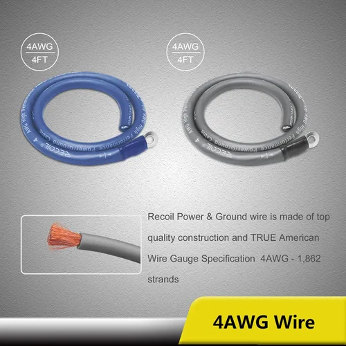 Vista 5 de Recoil RCK0D True 1/0 Gauge Car Audio Dual Amplificadores CCA cableado Kits de instalación con cable OFC RCA
