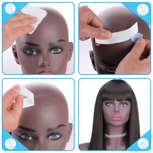 Vista 6 de 48 piezas de cinta frontal de encaje para peluca, cinta adhesiva transparente tipo tupé, impermeable de doble cara, cabello curvo en C, agarre