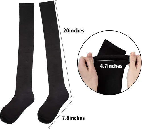 Vista 3 de Chalier Calcetines altos hasta el muslo para mujer, casuales, por encima de la rodilla, calcetines para aniversarios o regalos de vacaciones