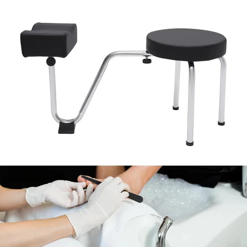 Vista 3 de Reposapiés de pedicura, taburete ajustable para pies, reposapiés, reposapiés, pedicura, soporte para reposapiés para Nail Tech Spa, salón de Negro