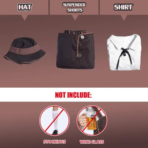 Vista 7 de EraSpooky Disfraz de Oktoberfest para hombre, Lederhosen, conjunto de hombre bávaro alemán