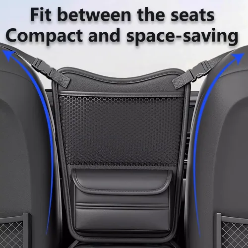 Vista 4 de Organizador de asiento trasero para automóvil, organizador de maletero para SUV con soporte para pañuelos y 2 bolsillos de red para teléfono