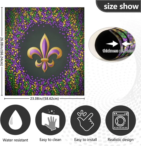 Vista 5 de Mardi Gras Fleur De Lis - Cubierta magnética para lavavajillas, paneles de puerta con imán para refrigerador, gabinetes de hogar, calcomanías