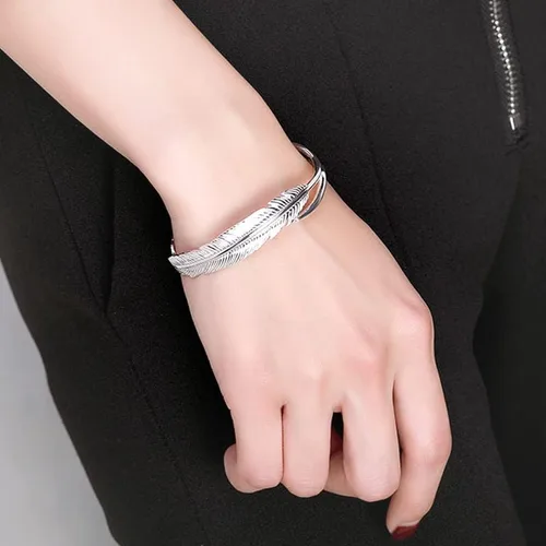 Vista 4 de Pulseras de plata de ley 925 para mujer, pulseras ajustables de moda para mujer, pulsera de la suerte para mujeres, mamá, esposa, San Valentín