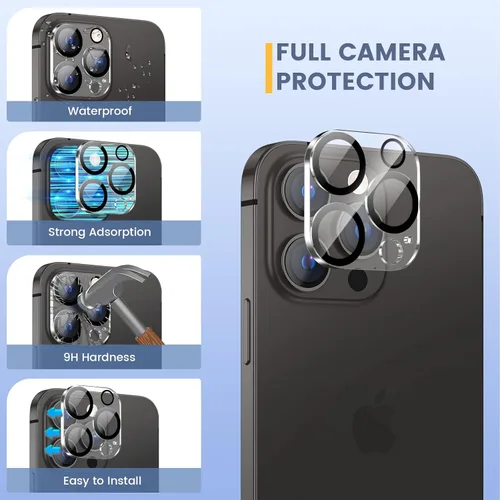 Vista 5 de Maxdara [6 en 1] Protector de Pantalla para iPhone 14 Pro (6.1 pulgadas), Paquete de 2 Protectores de Pantalla Trasera para iPhone 14 Pro