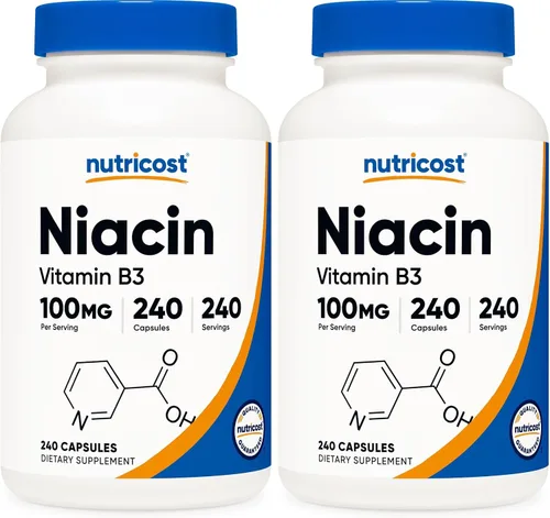 Vista 6 de Nutricost Niacina (vitamina B3) 100 mg, 240 cápsulas - con enrojecimiento, sin OMG, sin gluten