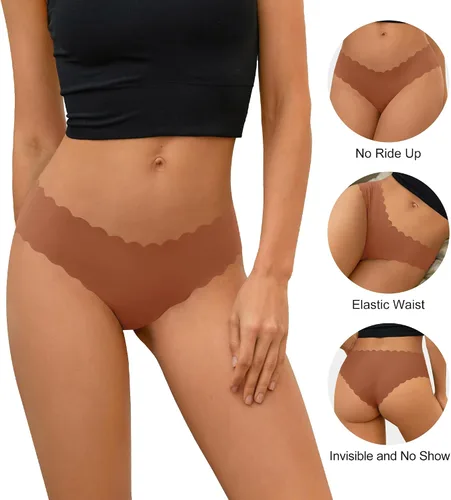 Vista 2 de DEANGELMON Bikinis sin costuras para mujer, ropa interior invisible que no se ve, hipster, elástico, paquete múltiple
