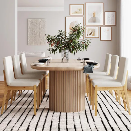 Vista 19 de Nathan James Gracie - Silla de comedor moderna con cojín, silla de comedor tapizada con marco de madera maciza, color marrón claro, juego de 2