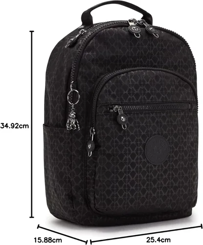 Vista 34 de Kipling Mochila pequeña Seoul para mujer, duradera, correas acolchadas para el hombro con funda para tableta, bolsa, Firma Emb, Mochila para tableta