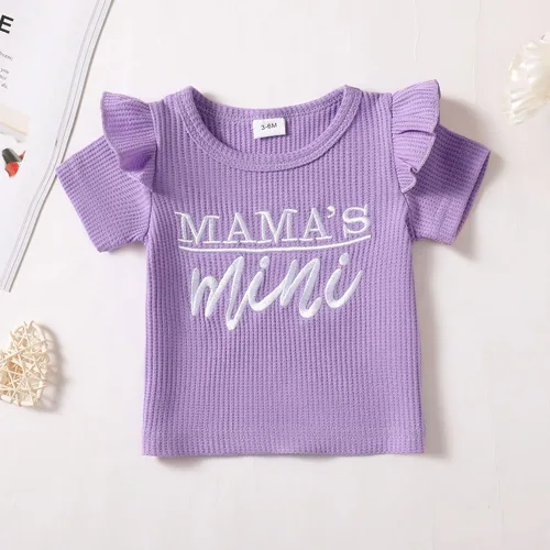 Vista 4 de Mioglrie Ropa para bebé niña con volantes y pantalones cortos, conjunto de ropa para niñas pequeñas