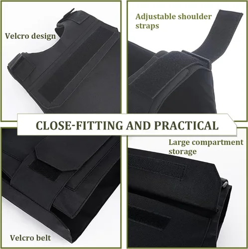 Vista 8 de Chaleco táctico para exteriores, ajustable, para paintball, para entrenamiento de combate, disfraz de protección Molle (talla L), Negro" o "Camo