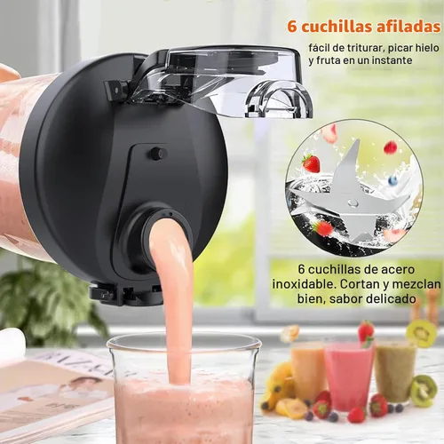 Vista 3 de Licuadora portátil de 20 onzas, licuadora de batidos recargable USB de 240 W con pantalla LED, modos de pulso y mezcla, IPX7 impermeable, sin BPA