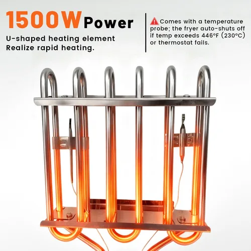 Vista 7 de Freidora eléctrica comercial con canasta, freidora de acero inoxidable de doble tanque de 18.2 cuartos de galón/17.2 L, gran capacidad